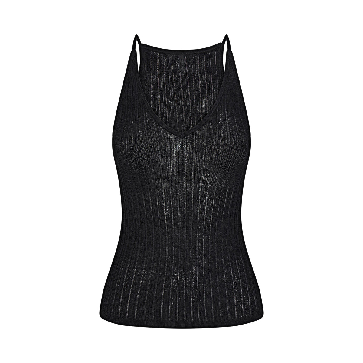 SHEER KNIT PLUNGE TANK | ONYX
