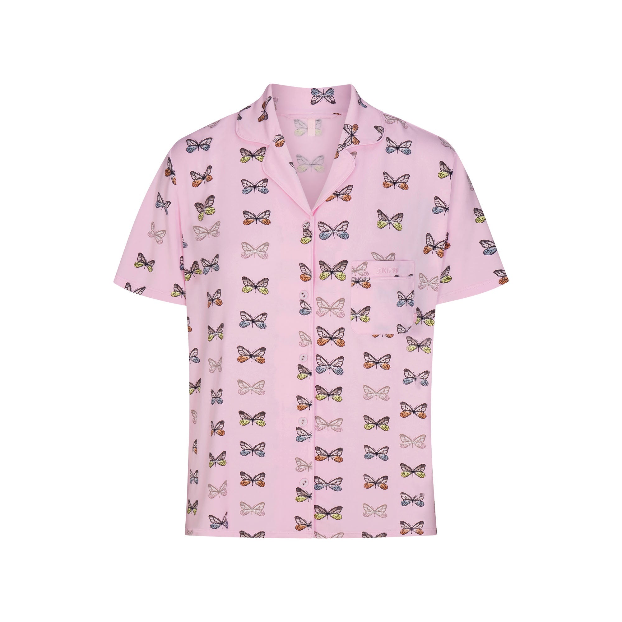 SKIMS SLEEP SHORT SLEEVE BUTTON UP SET | PEONY BUTTERFLY PRINT
