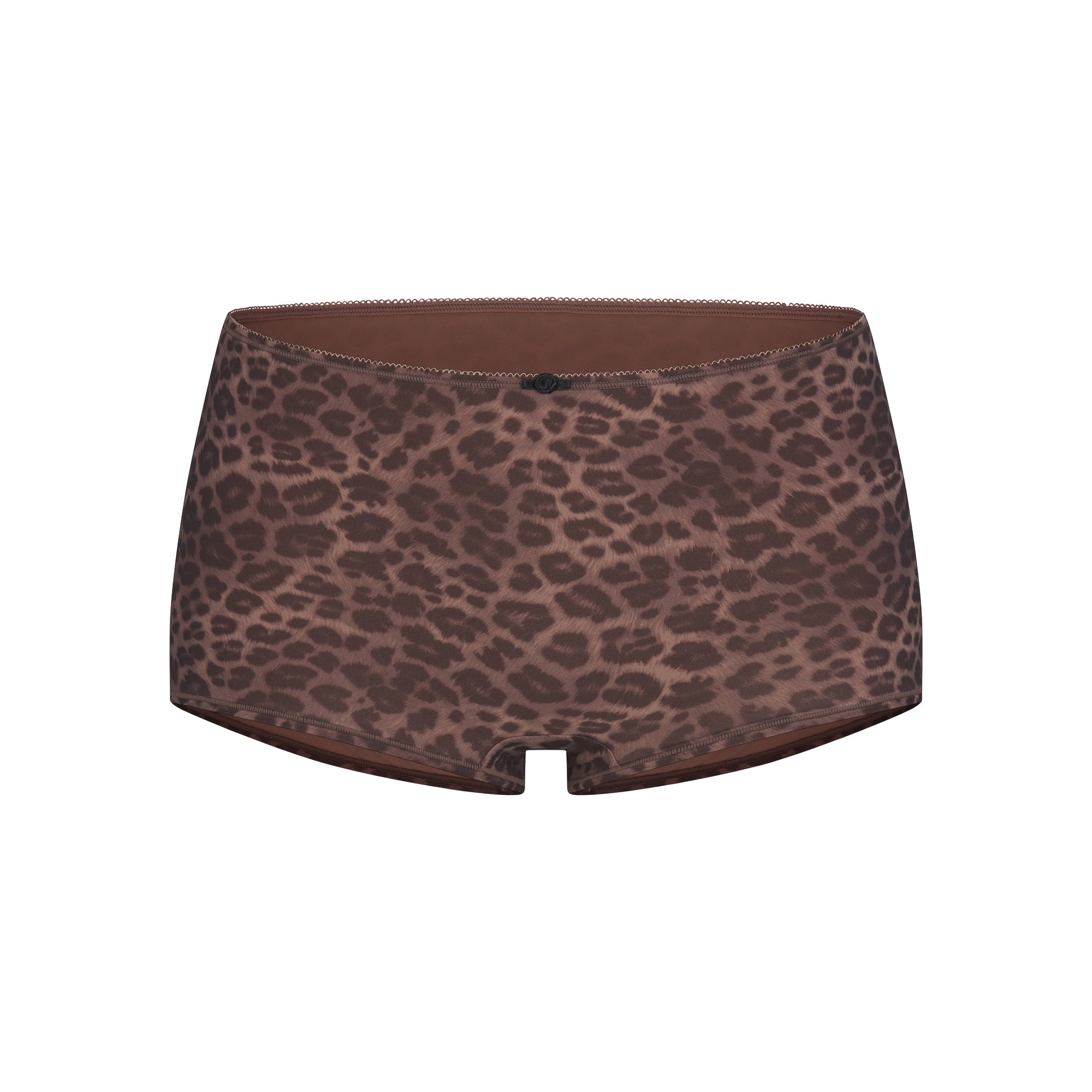 FITS EVERYBODY PICOT CAMI AND BOY SHORT SET | UMBER LEOPARD PRINT