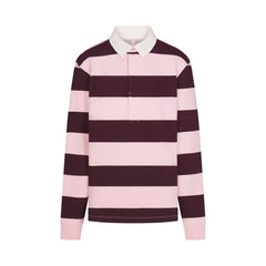 BOYFRIEND FLEECE OVERSIZED POLO | CURRANT RUGBY STRIPE