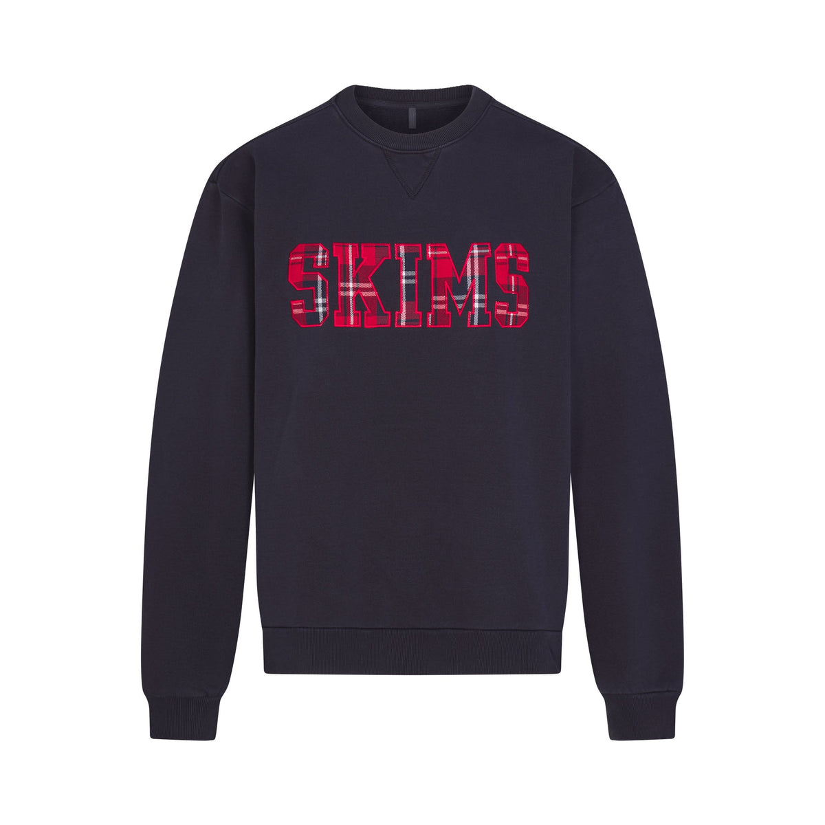 BOYFRIEND FLEECE OVERSIZED CREWNECK | BLUE BLACK SKIMS PLAID