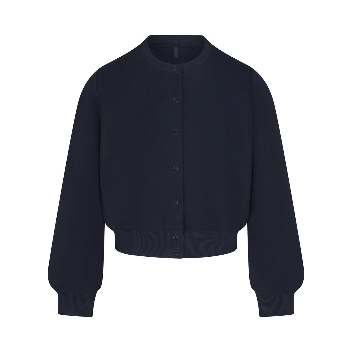 COTTON FLEECE SHRUNKEN CARDIGAN | NAVY