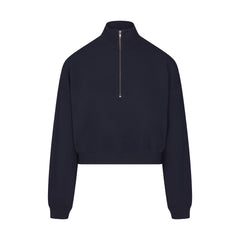 DRAPEY FRENCH TERRY HALF ZIP | NAVY