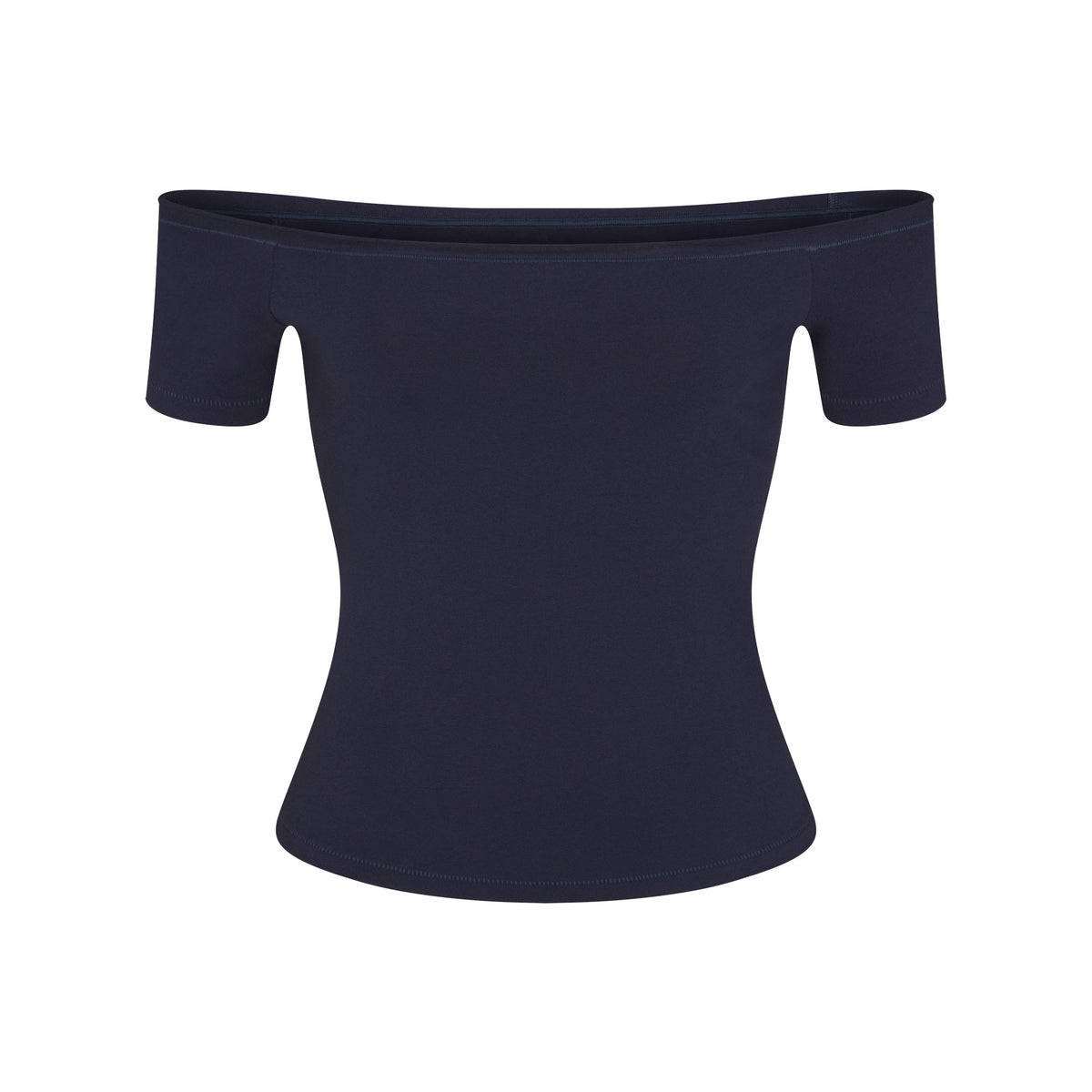COTTON JERSEY OFF THE SHOULDER TOP | NAVY
