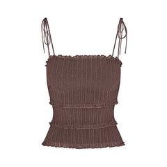 SHEER KNIT RUFFLE CAMI | AMETHYST