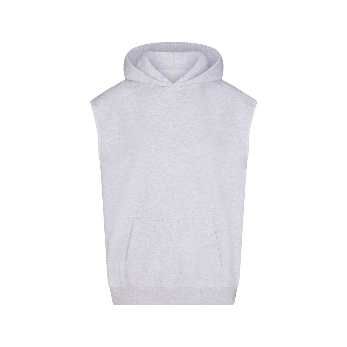 COTTON FLEECE OVERSIZED SLEEVELESS HOODIE | LIGHT HEATHER GREY