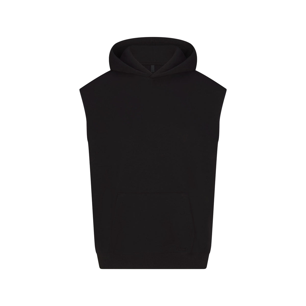 COTTON FLEECE OVERSIZED SLEEVELESS HOODIE | ONYX