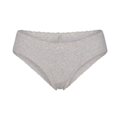 LIGHTWEIGHT COTTON POINTELLE LACE BRIEF | LIGHT HEATHER GREY
