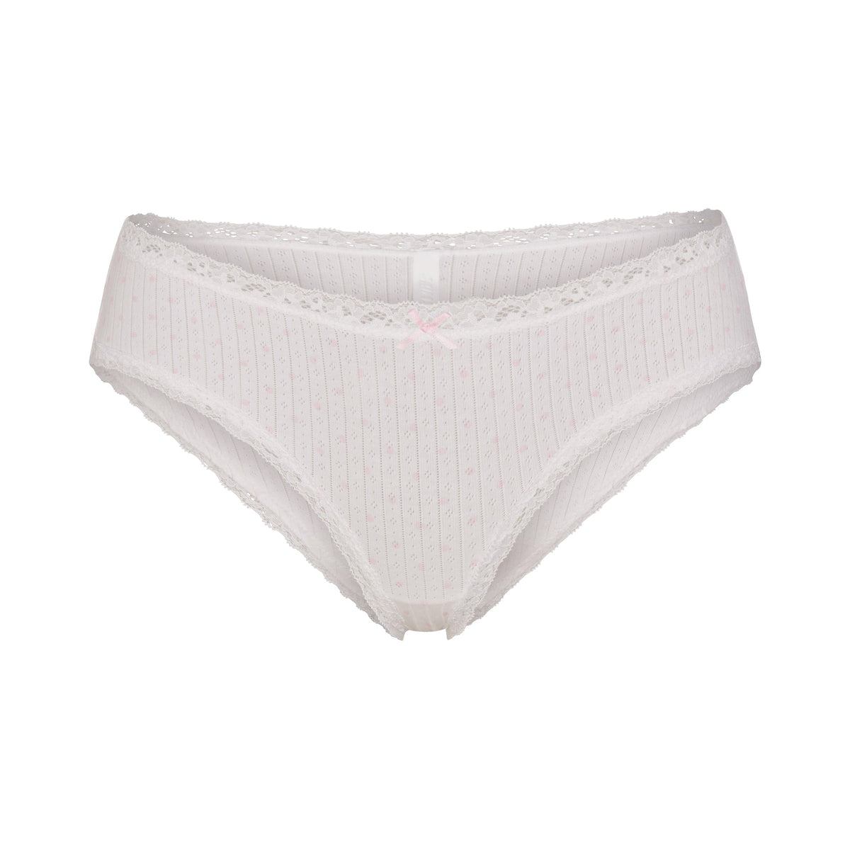LIGHTWEIGHT COTTON POINTELLE LACE BRIEF | SNOW PEONY PIN DOT