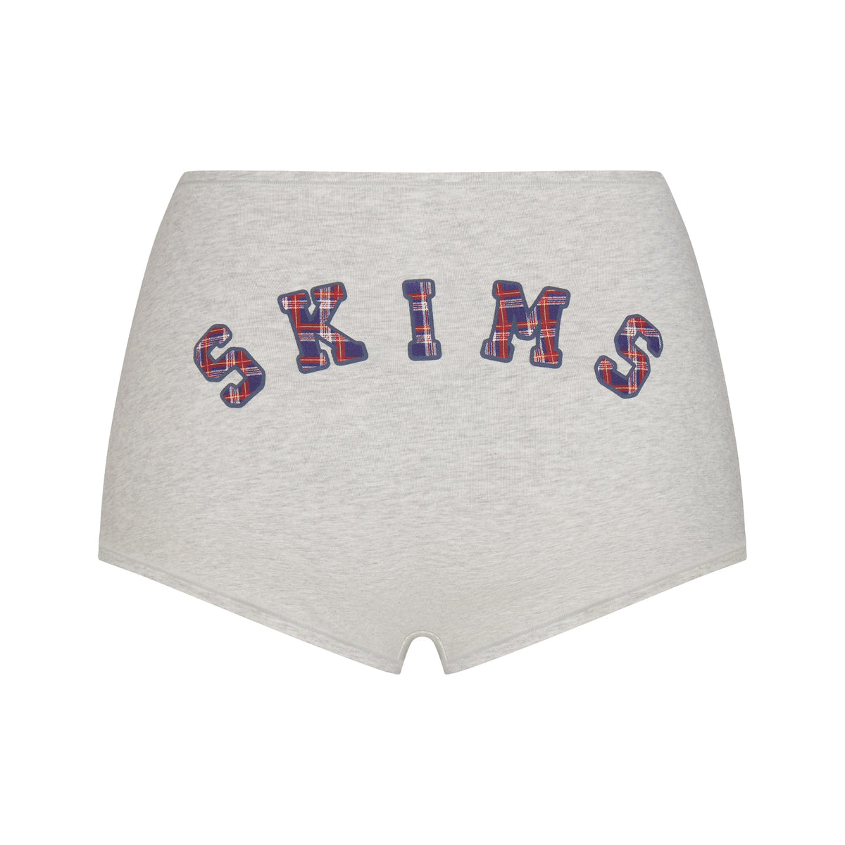 COTTON JERSEY LOGO BOY SHORT | LIGHT HEATHER GREY ARCHED SKIMS PLAID