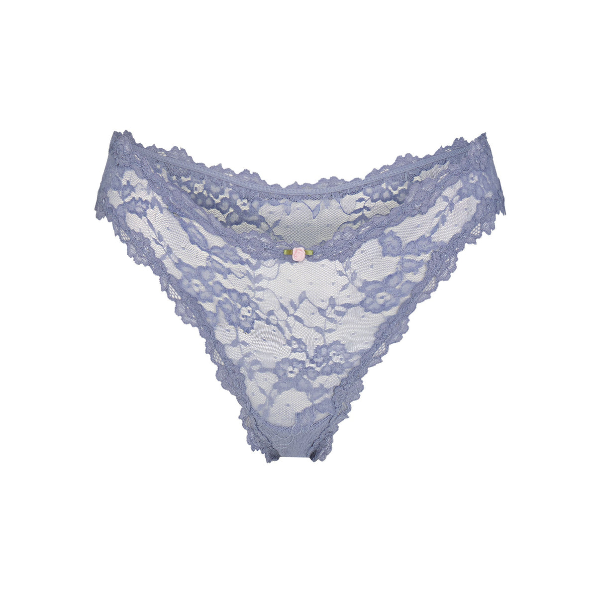 STRETCH LACE DIPPED THONG | SLATE