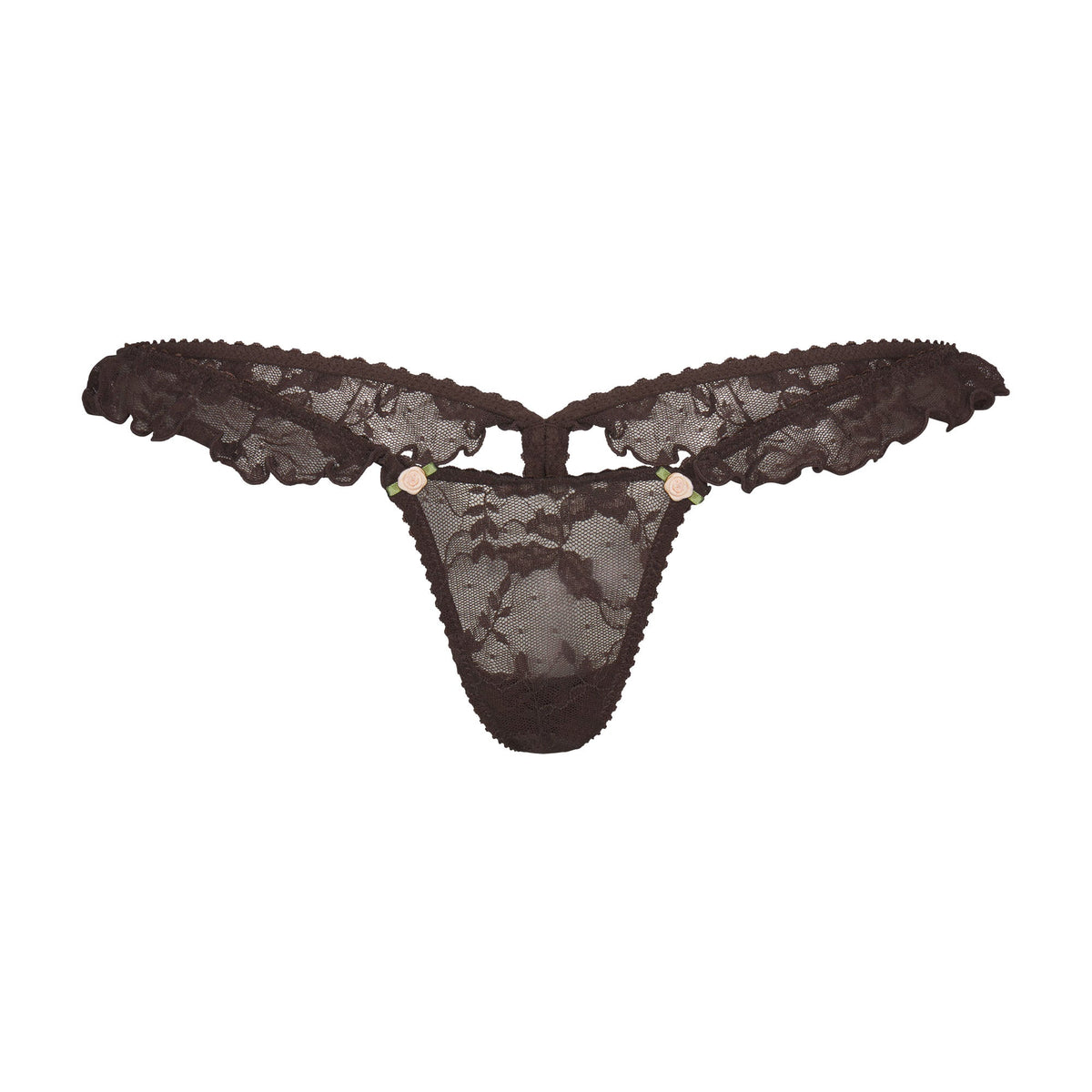 STRETCH LACE BUTTERFLY THONG | ESPRESSO