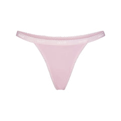 LIGHTWEIGHT COTTON LOGO PICOT THONG | PEONY