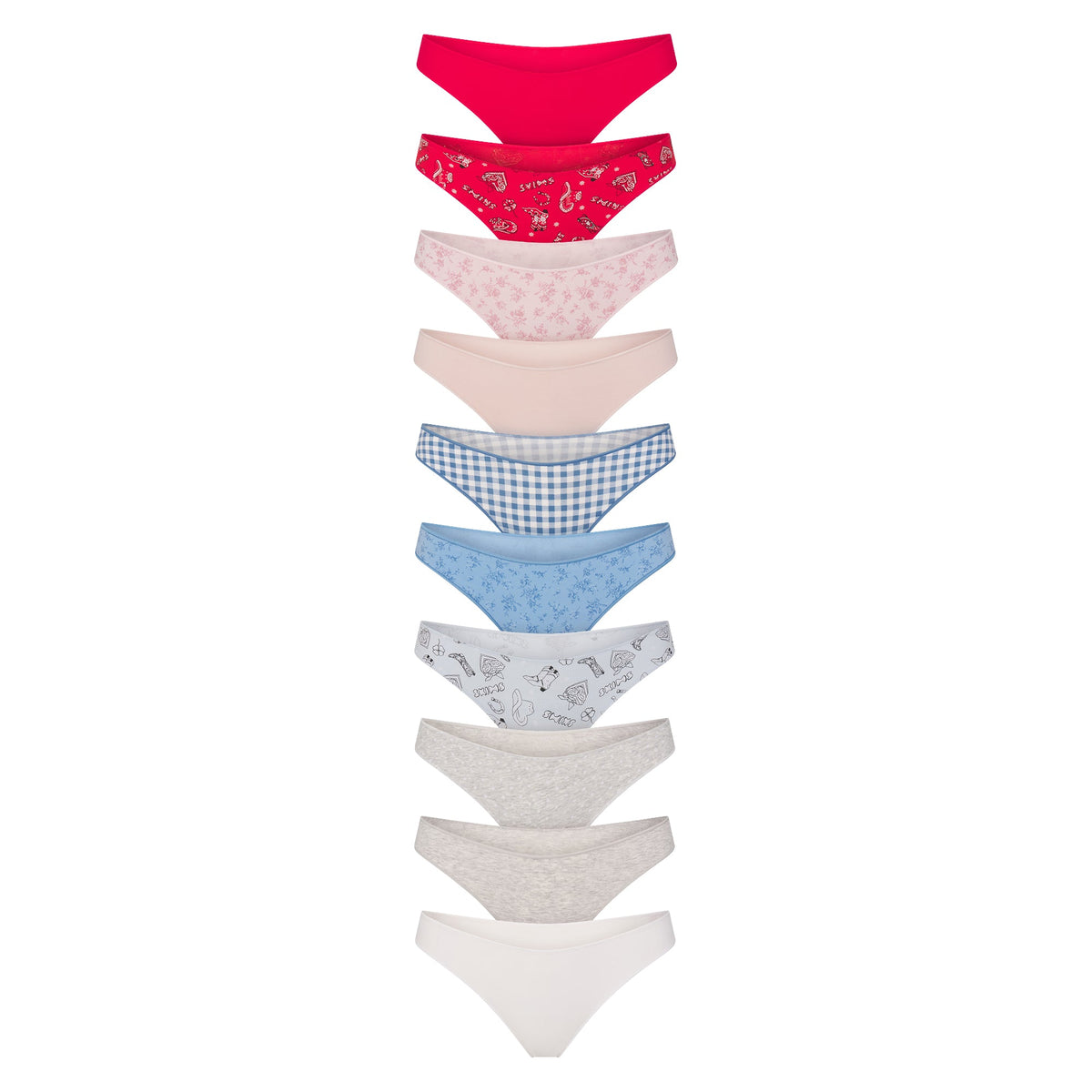 LIGHTWEIGHT COTTON THONG 10-PACK | DAINTY FLORAL MULTI