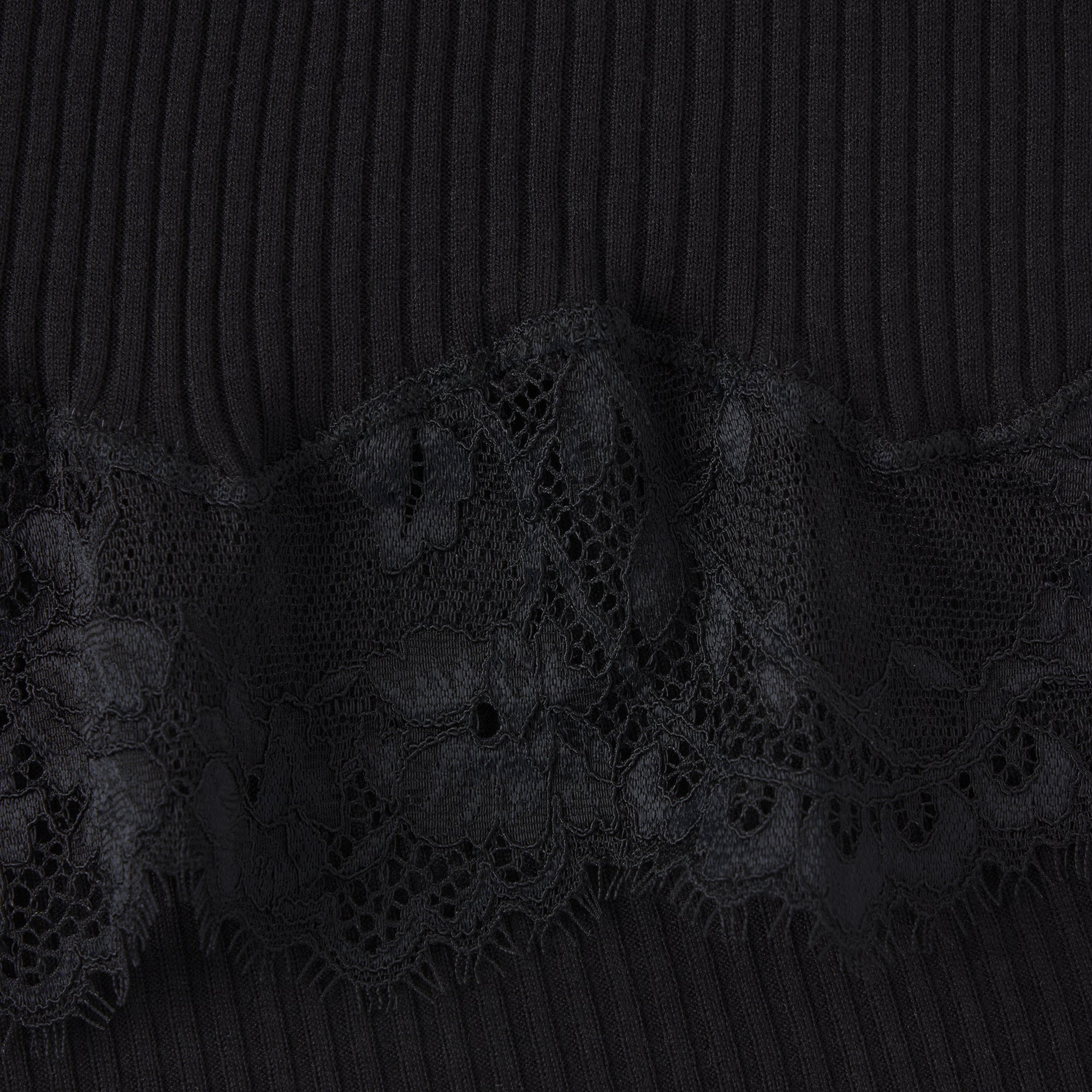 RIB KNIT LACE MIDI SKIRT | OBSIDIAN