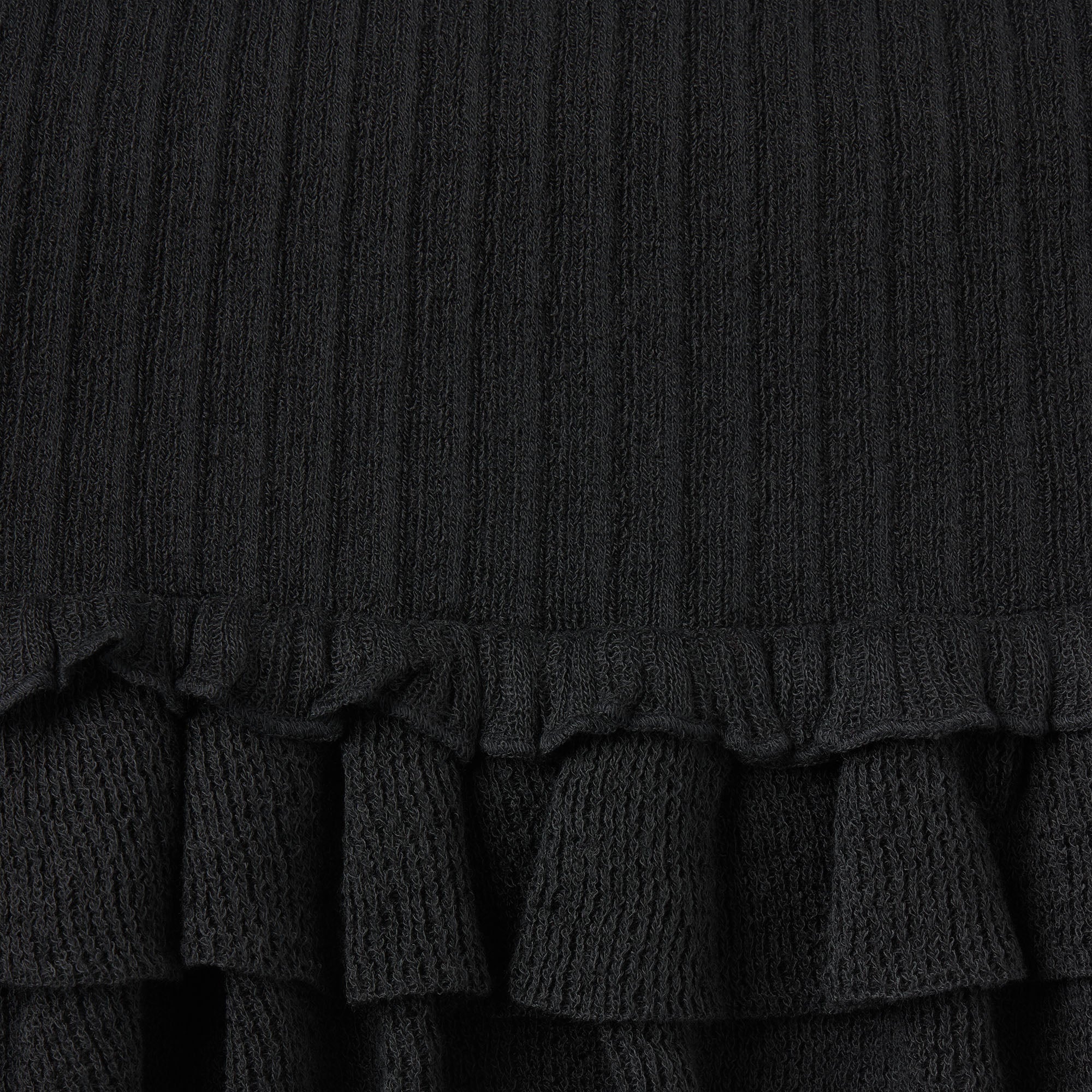 SHEER KNIT RUFFLE DRESS | ONYX