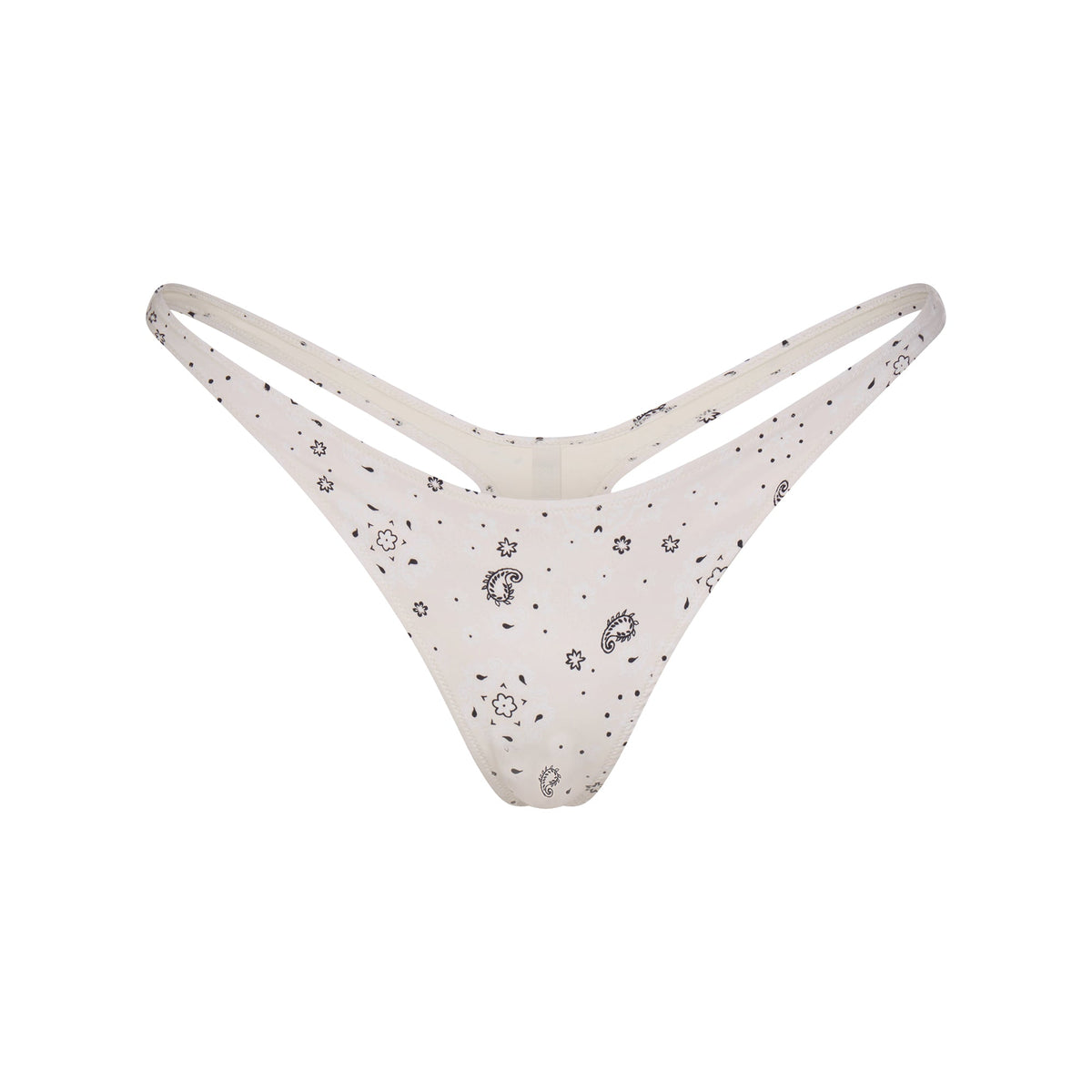 SIGNATURE SWIM THONG BIKINI BOTTOM | ECRU BANDANA PRINT