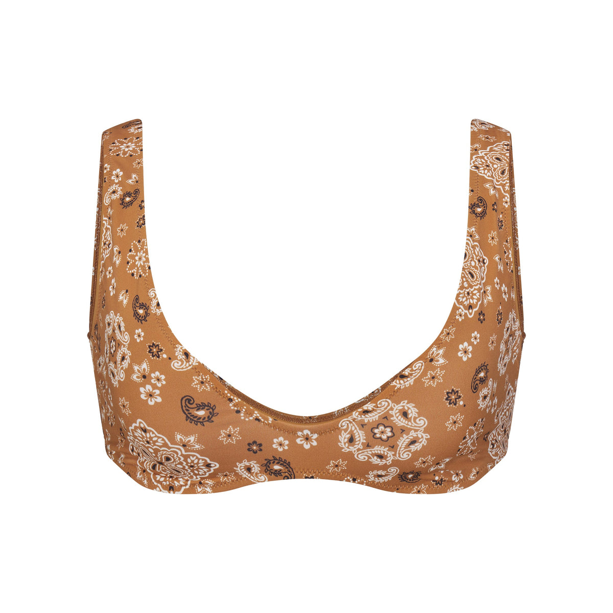 SIGNATURE SWIM PLUNGE BIKINI TOP | ALMOND BANDANA