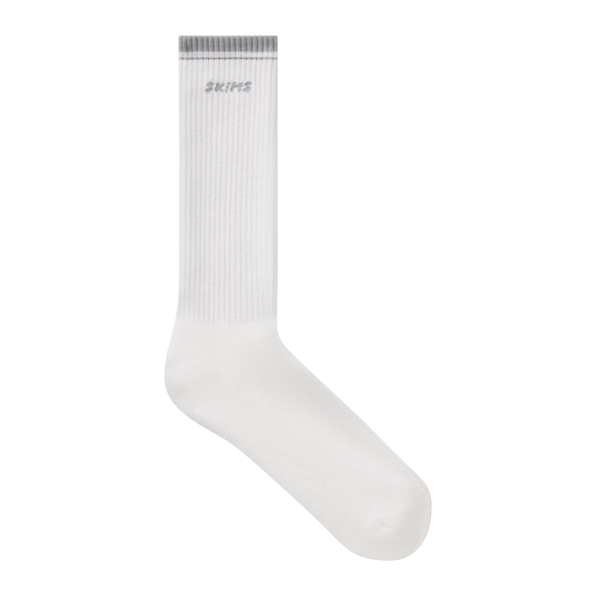 SKIMS SOCKS RIBBED CREW LOGO SOCK | SNOW AND LIGHT HEATHER GREY