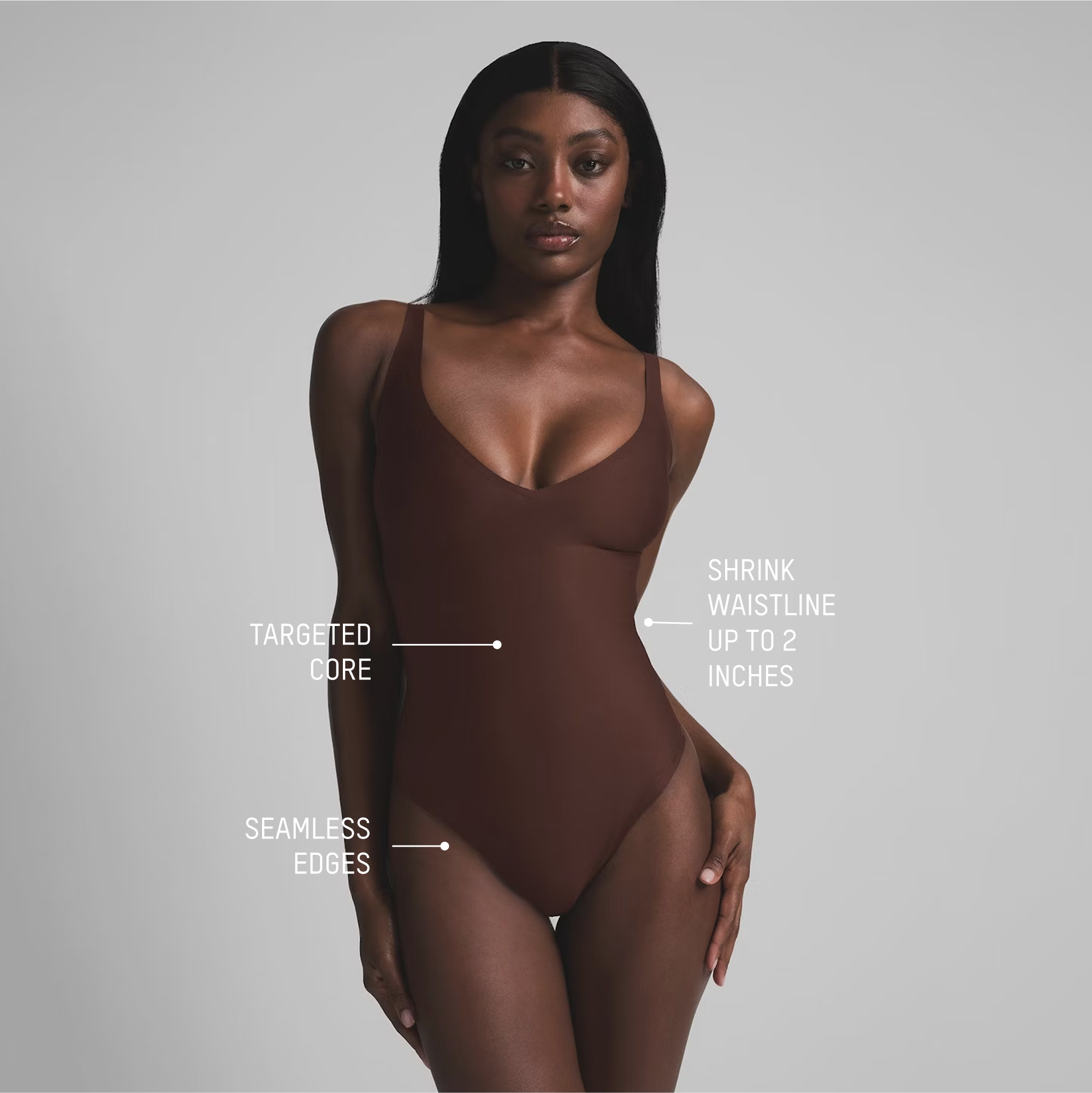 SKIMS BODY CORE SCULPT PLUNGE THONG BODYSUIT | ONYX