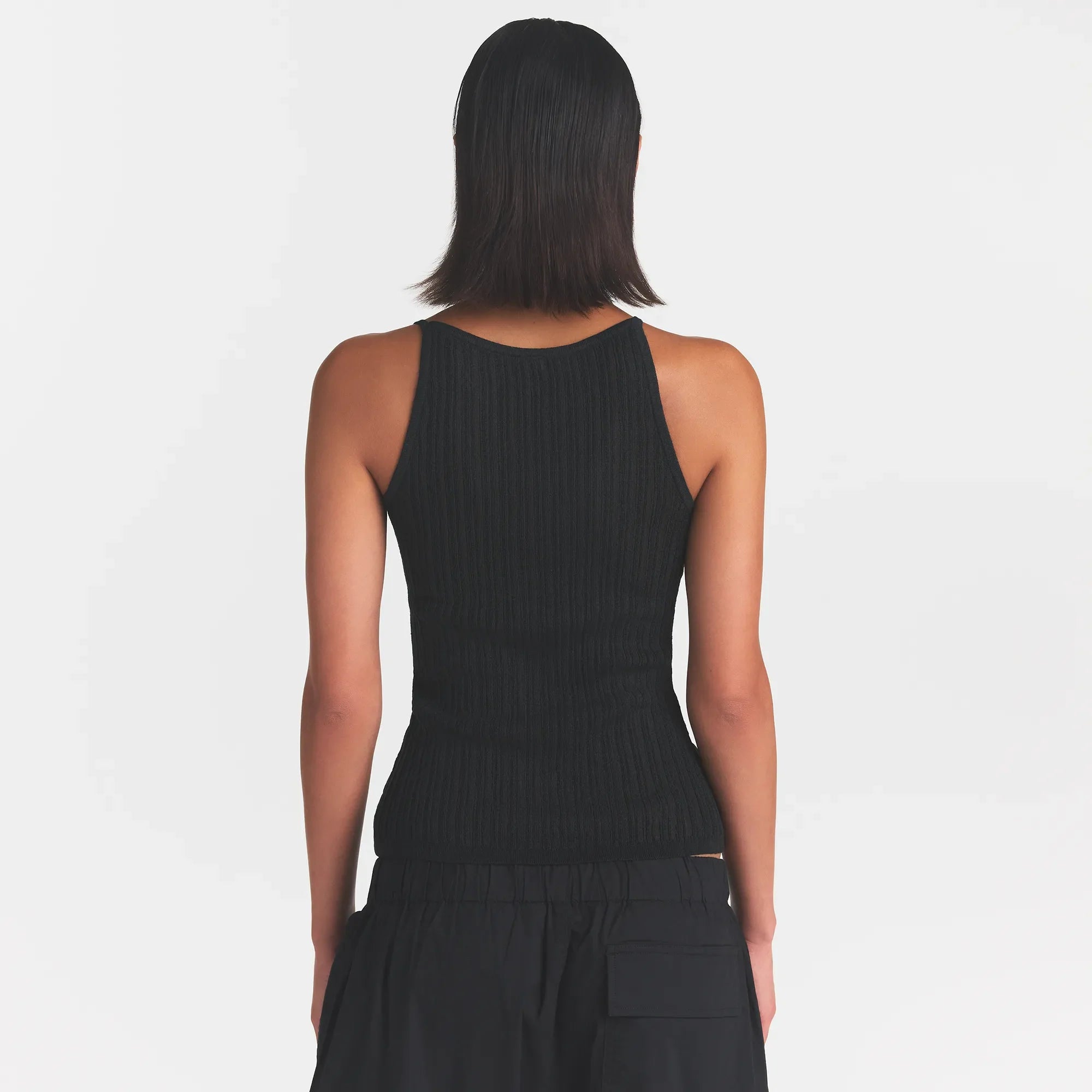 SHEER KNIT PLUNGE TANK | ONYX