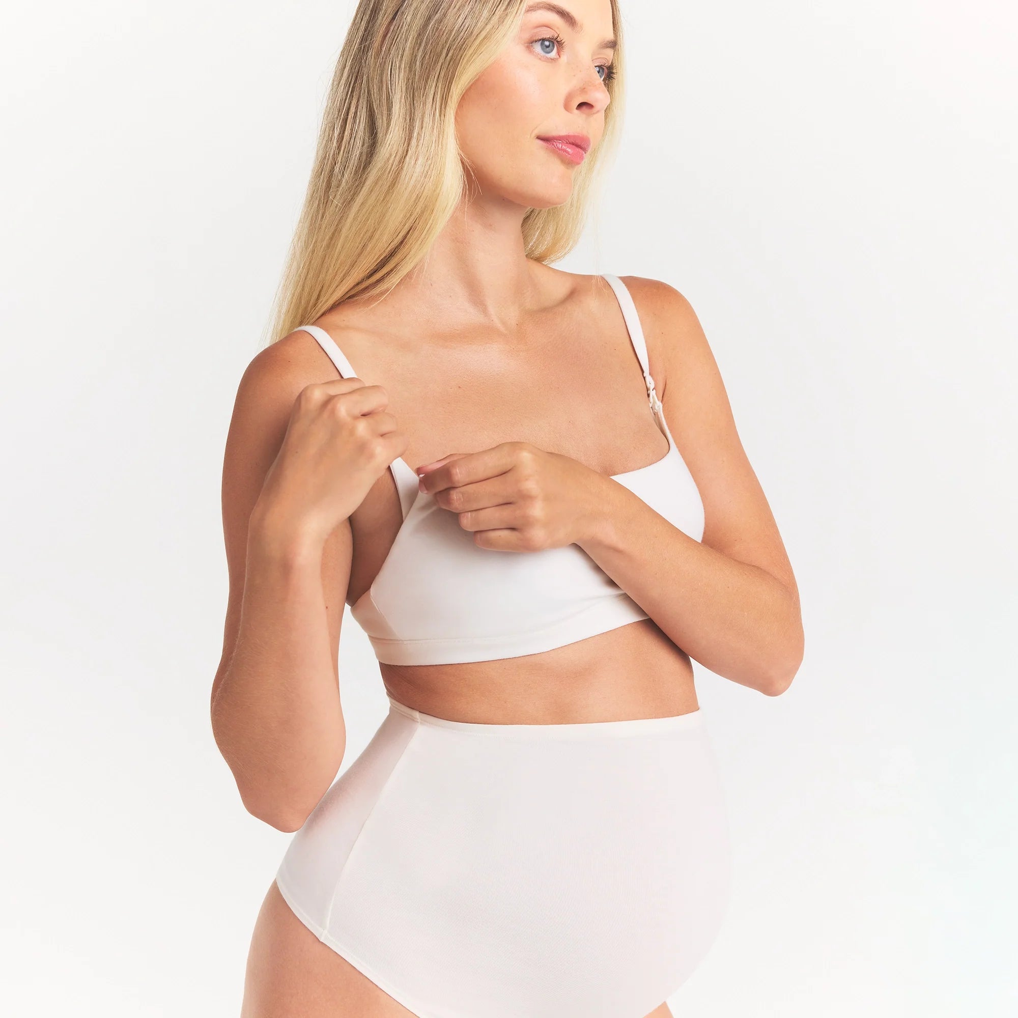 COTTON JERSEY MATERNITY NURSING SCOOP BRALETTE | MARBLE