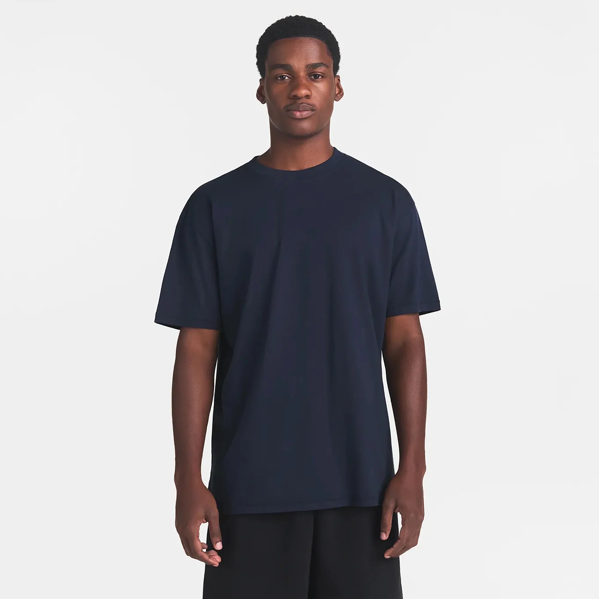 HEAVYWEIGHT COTTON MENS RELAXED T-SHIRT | BLUE BLACK