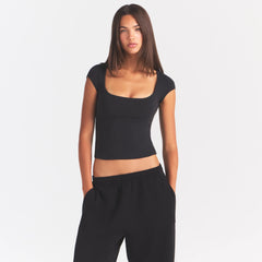 COTTON JERSEY SCOOP NECK T-SHIRT | SOOT