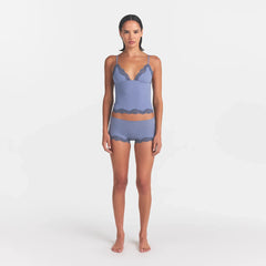 FITS EVERYBODY LACE TRIANGLE CAMI AND BOY SHORT SET | SLATE TONAL
