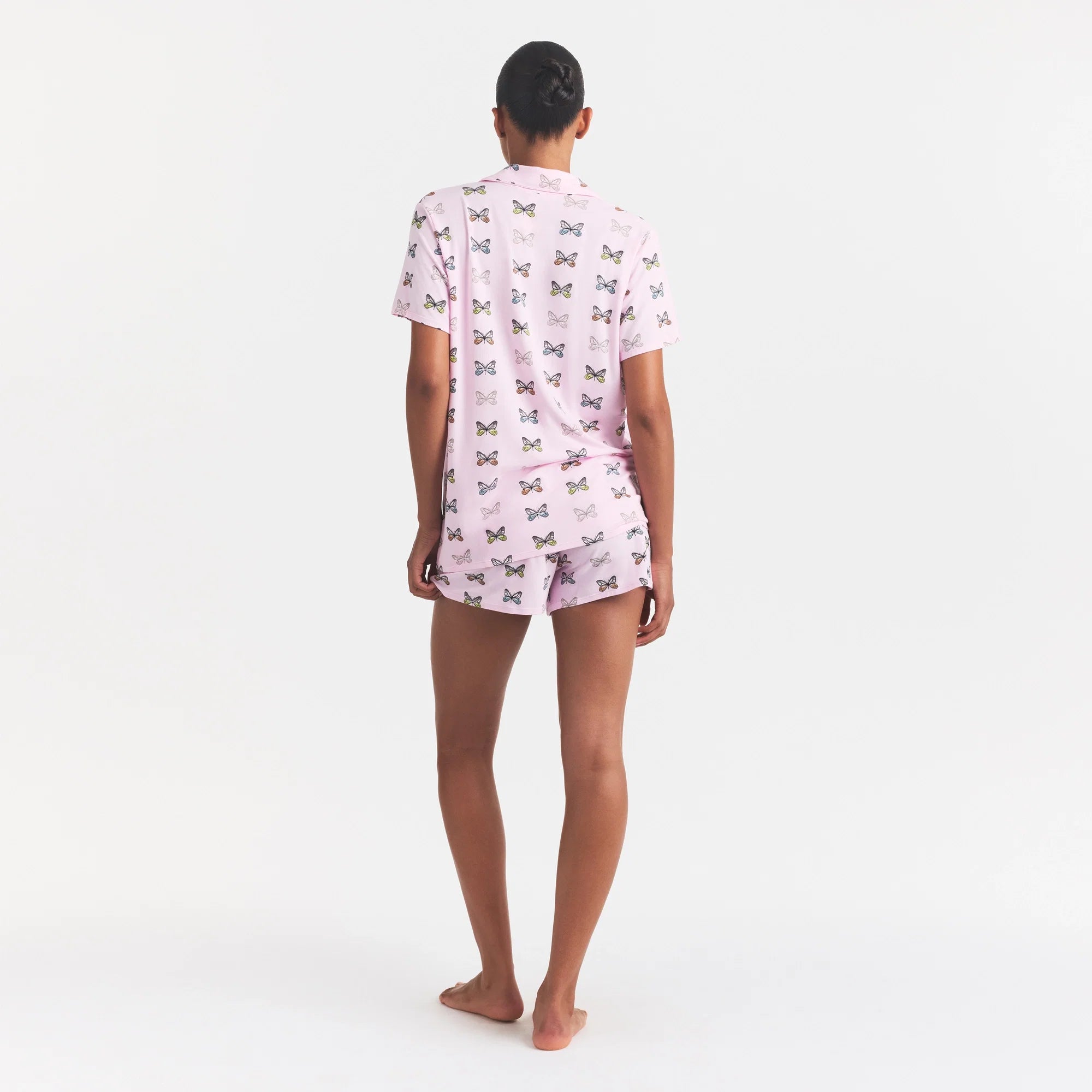 SKIMS SLEEP SHORT SLEEVE BUTTON UP SET | PEONY BUTTERFLY PRINT