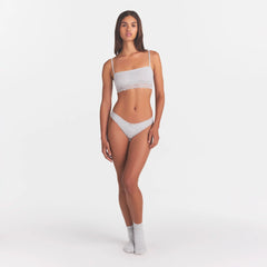 LIGHTWEIGHT COTTON LACE THONG | LIGHT HEATHER GREY