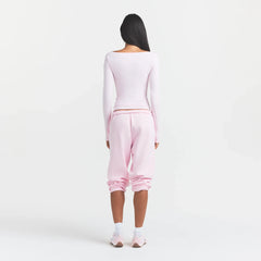 COTTON JERSEY LONG SLEEVE BOATNECK TOP | CHERRY BLOSSOM