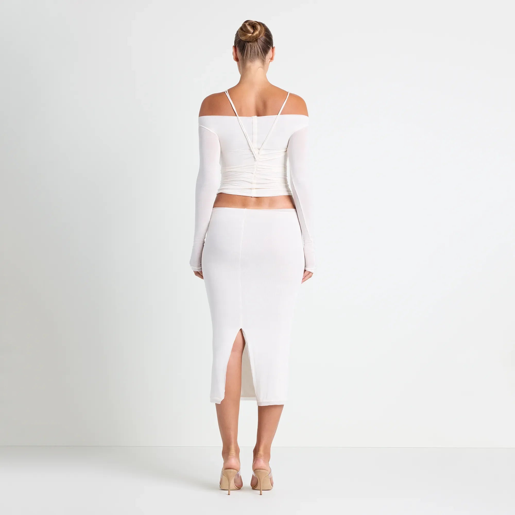 VETTESE X SKIMS SHEER MODAL OFF THE SHOULDER TOP | ECRU
