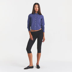 COTTON POPLIN SHRUNKEN BUTTON UP SHIRT | NAVY CHECK