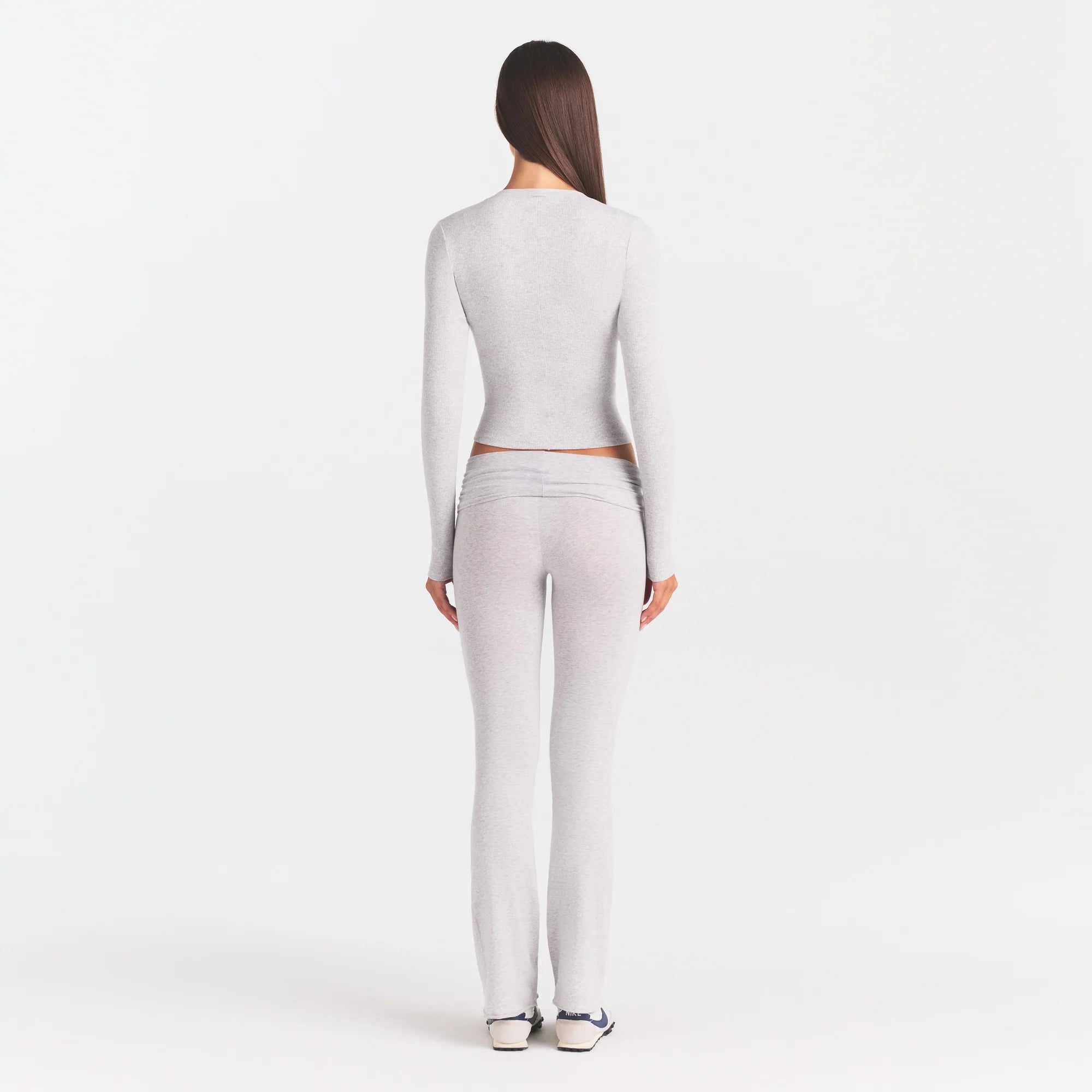 COTTON RIB LONG SLEEVE T-SHIRT | LIGHT HEATHER GREY
