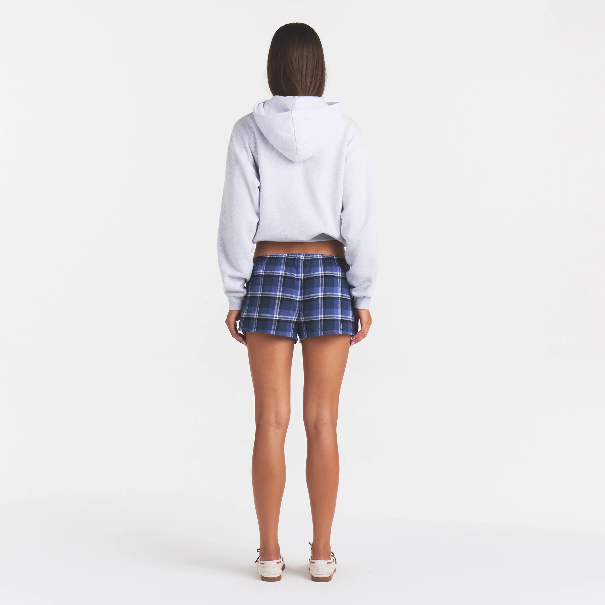 COTTON FLEECE CLASSIC ZIP UP HOODIE | LIGHT HEATHER GREY ARCHED SKIMS PLAID