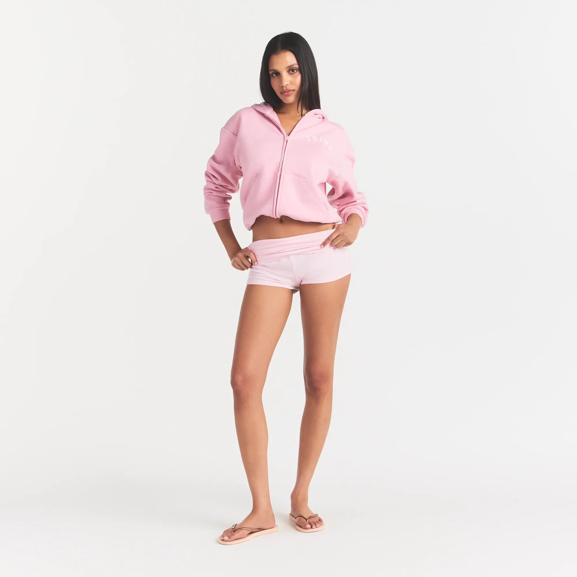 COTTON FLEECE LOGO CLASSIC ZIP UP HOODIE | HALITE WITH SNOW LOGO