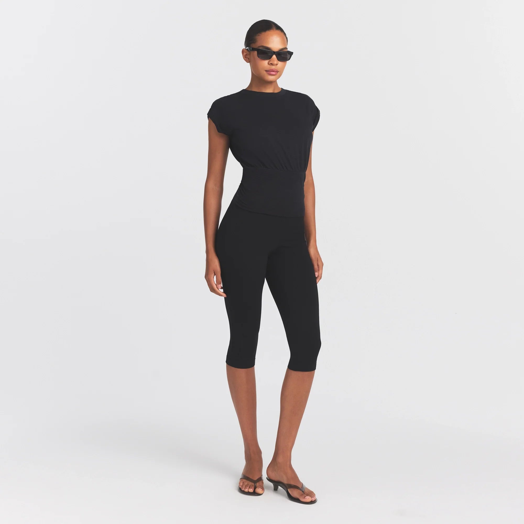 WORN IN JERSEY RUCHED TEE | WASHED ONYX