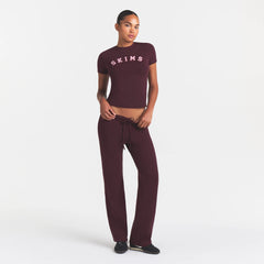 COTTON JERSEY LOGO T-SHIRT | CURRANT ARCHED SKIMS PLAID
