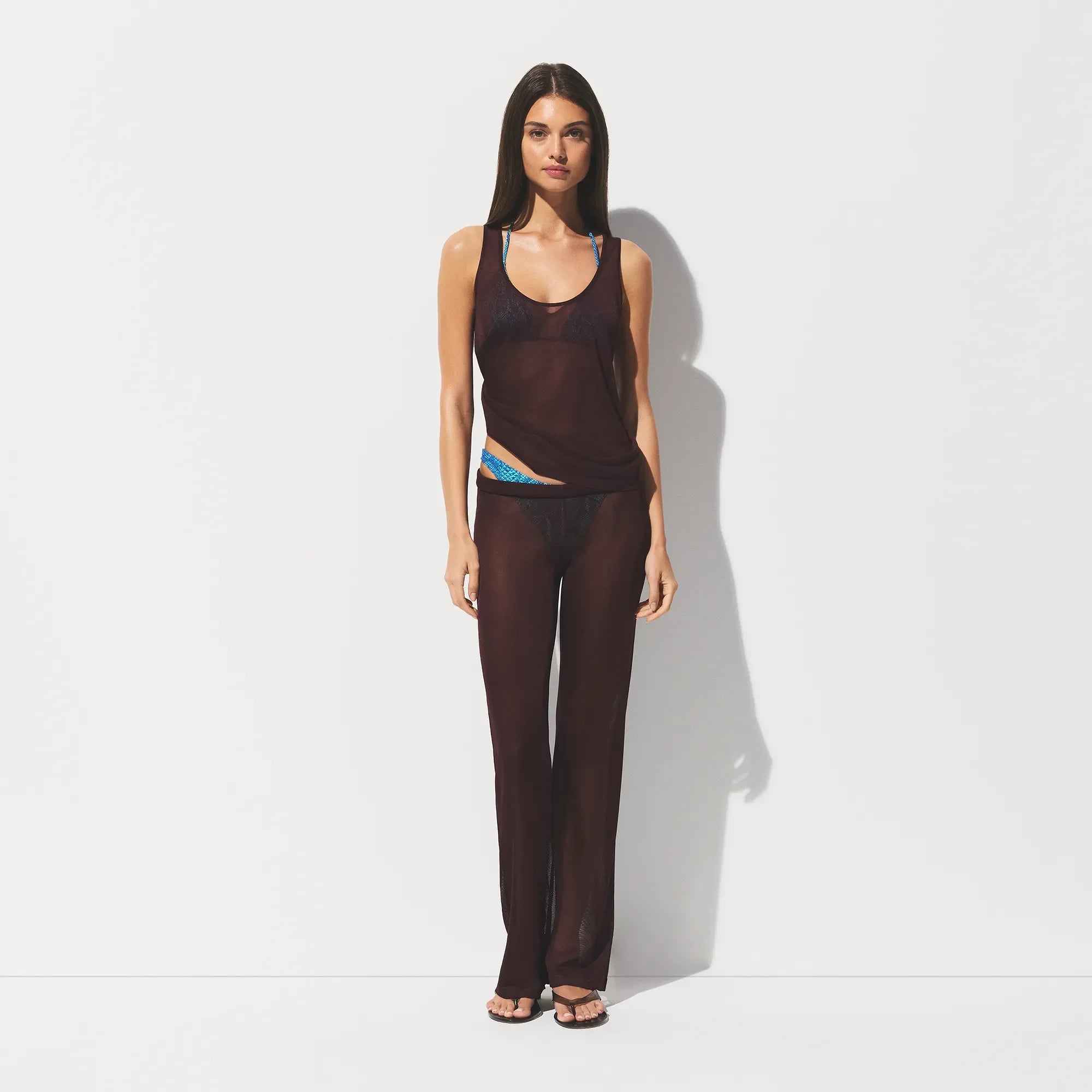 SLINKY KNIT SCOOP LONG TANK | CURRANT