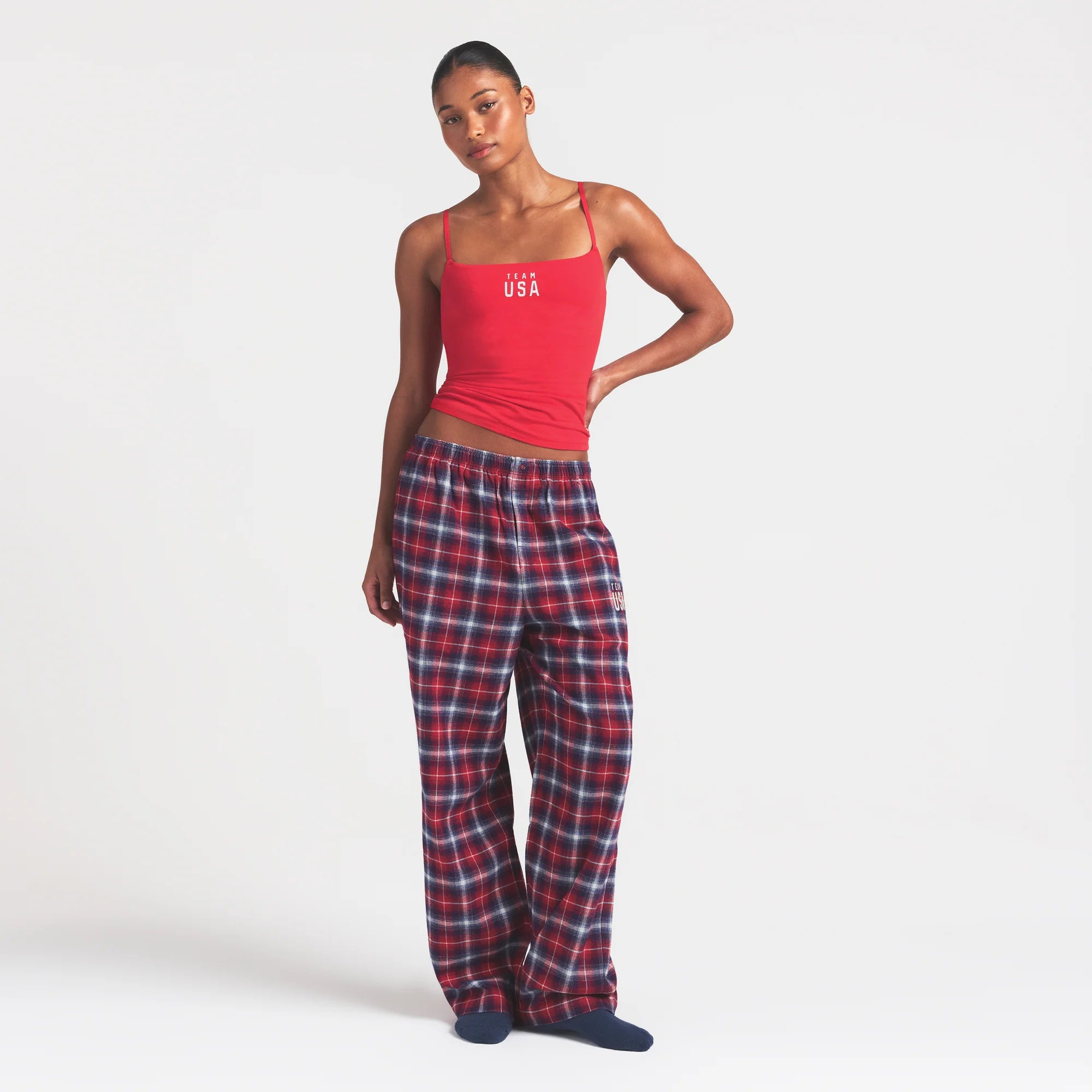 SKIMS FOR TEAM USA COTTON JERSEY OLYMPIC CAMI | RED