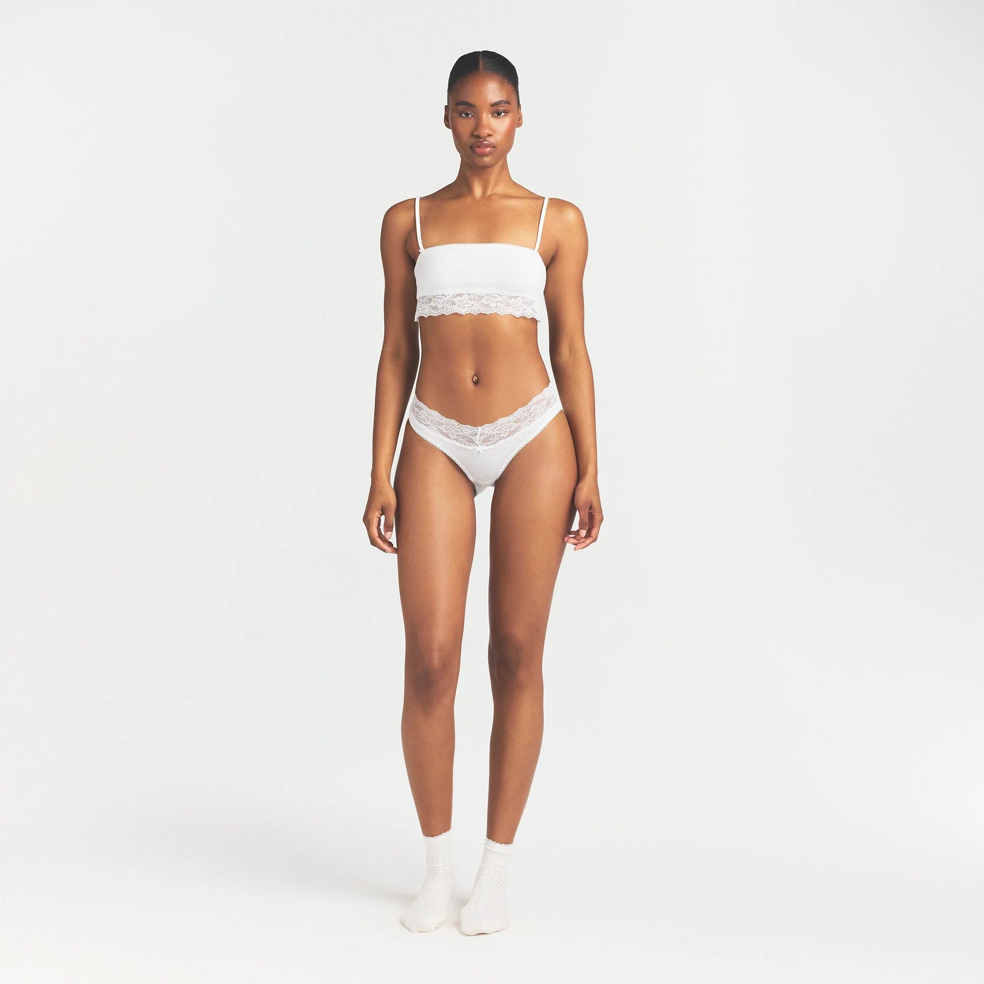 LIGHTWEIGHT COTTON WIDE LACE BRIEF | SNOW