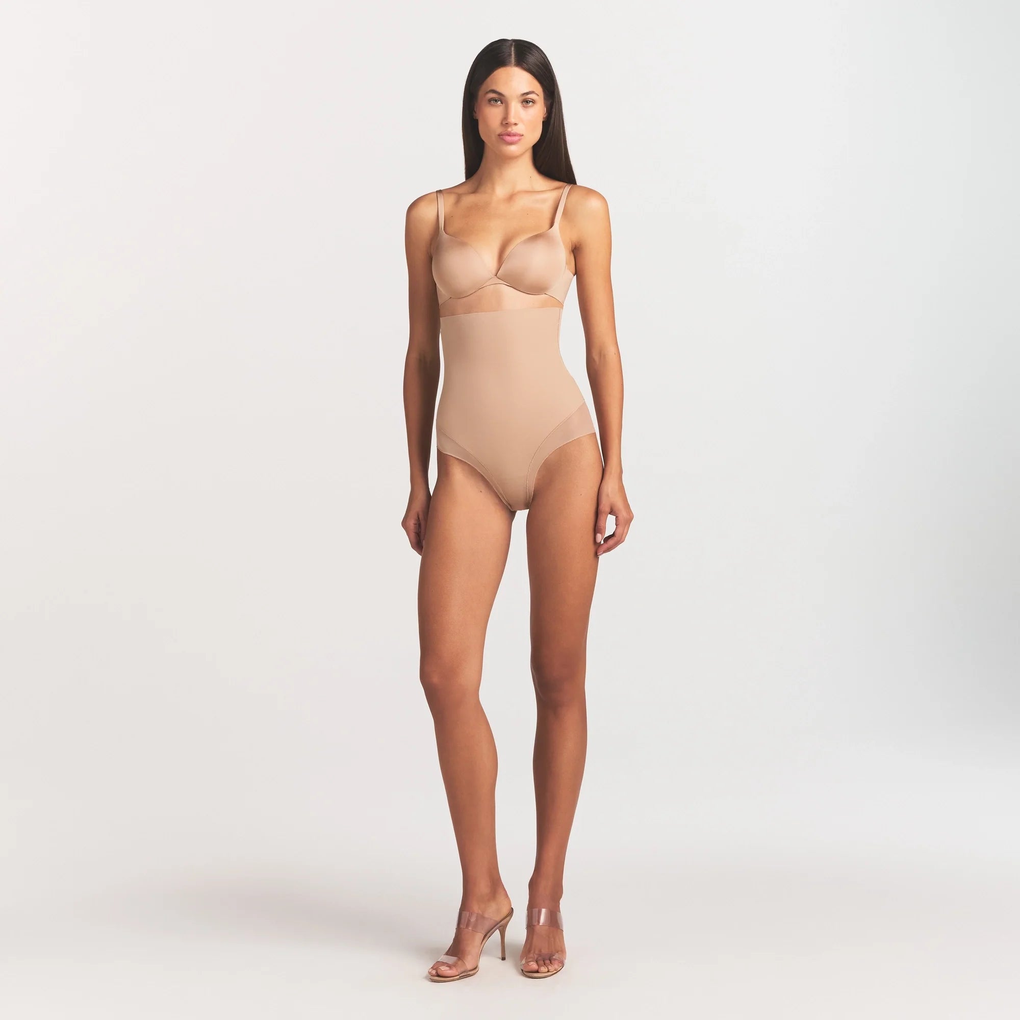 POWER MESH SHAPEWEAR CORE SCULPT HIGH-WAISTED BRIEF | CLAY