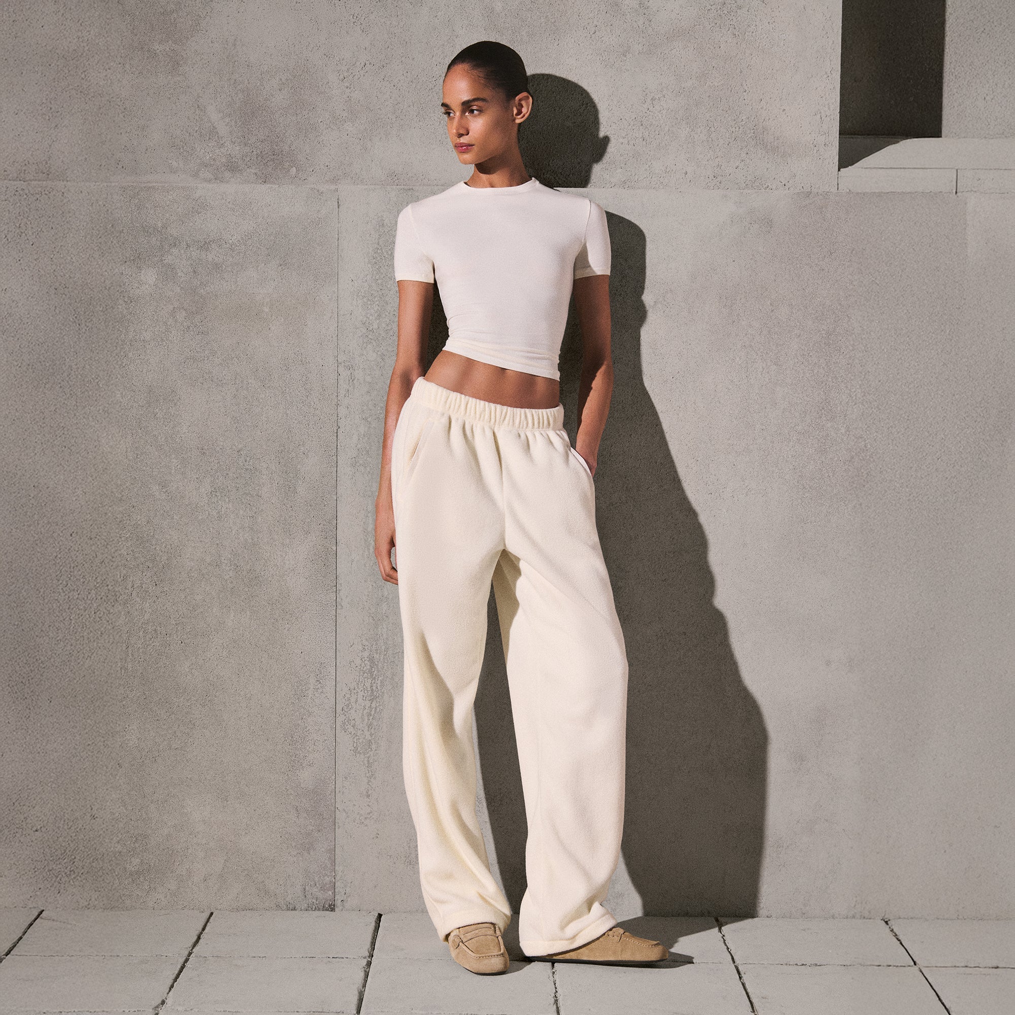 OUTDOOR FLEECE STRAIGHT LEG PANT | ECRU