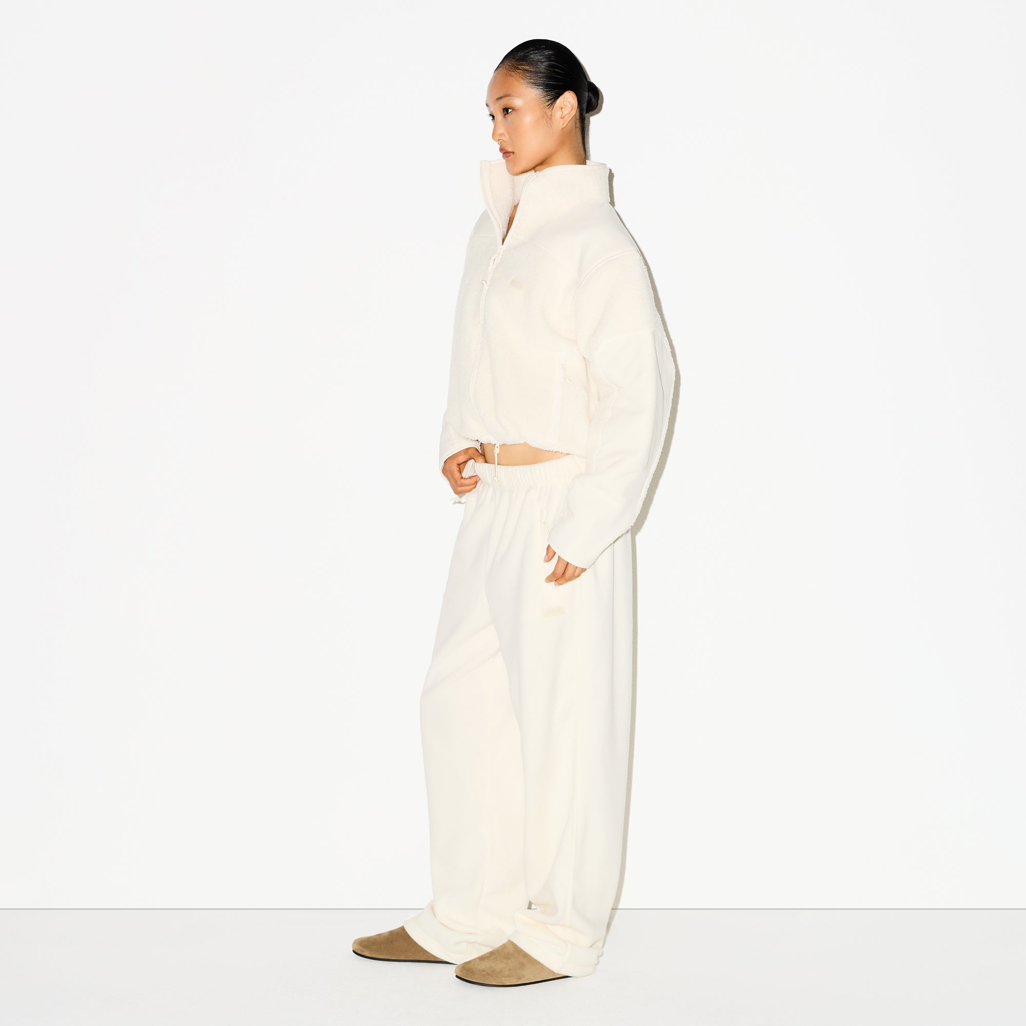 OUTDOOR FLEECE STRAIGHT LEG PANT | ECRU