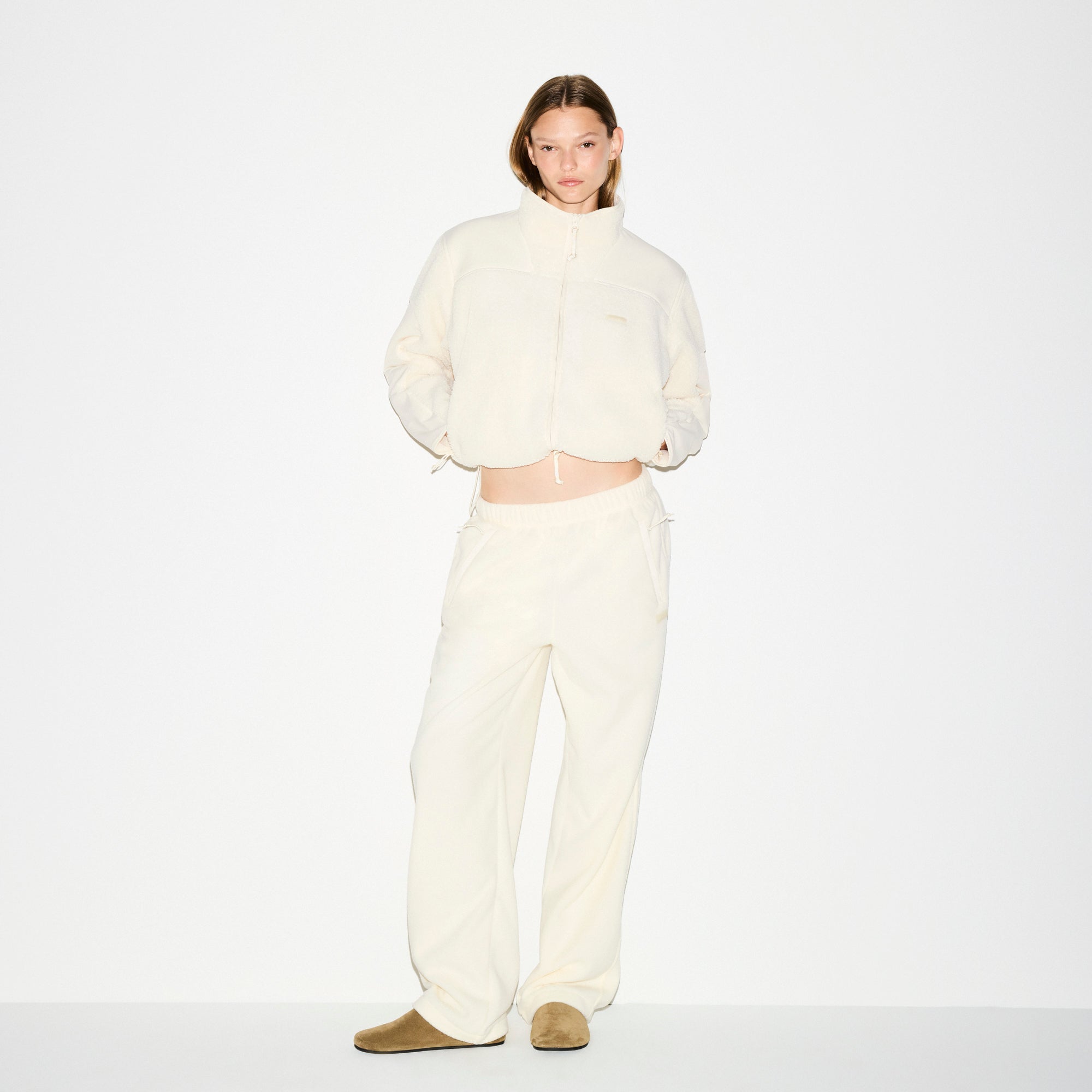 OUTDOOR FLEECE STRAIGHT LEG PANT | ECRU