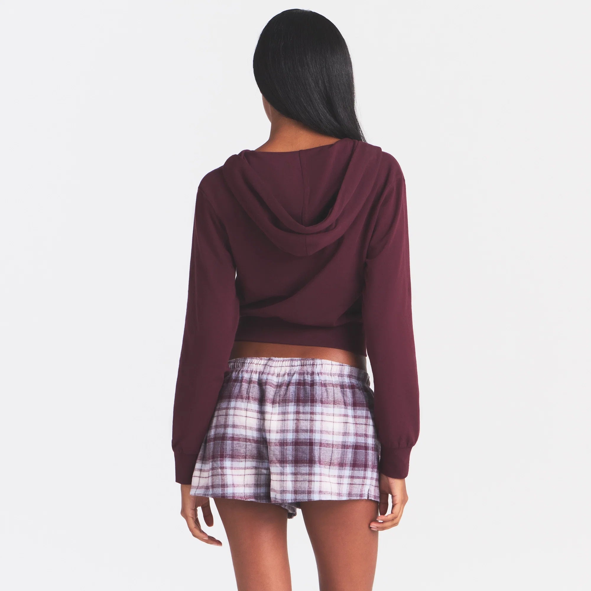 COTTON JERSEY ZIP UP HOODIE | CURRANT